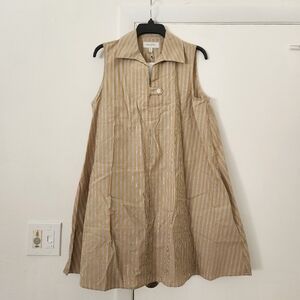 Striped Tan Sleeveless Dress